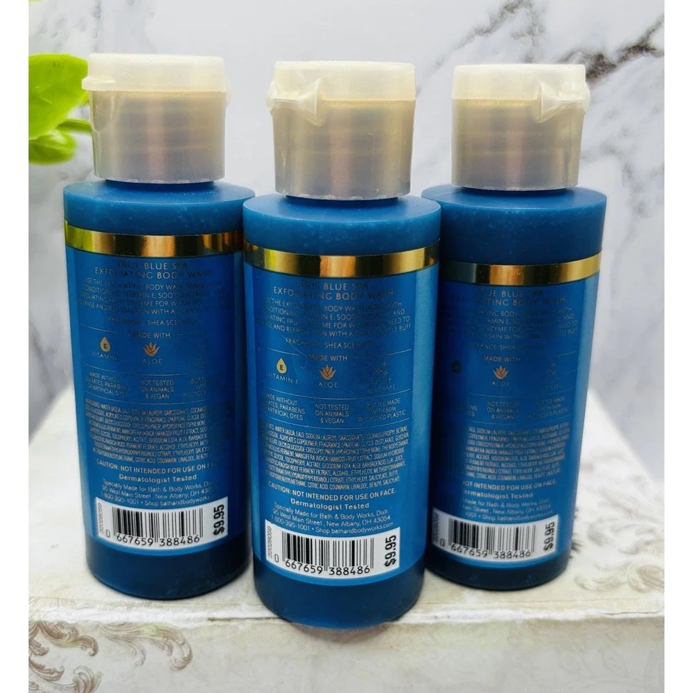 Bath & Body Works True Blue Spa Exfoliating Body Wash 2 oz Travel Size Lot 3